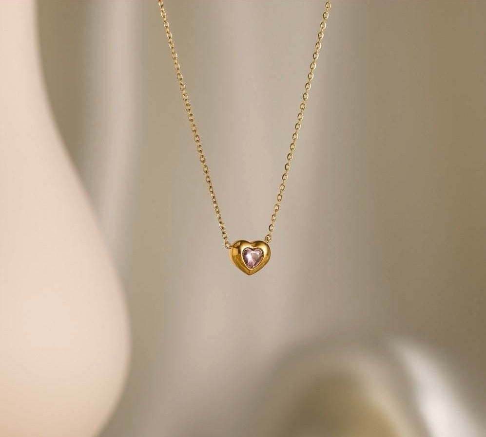 Pink heart necklace