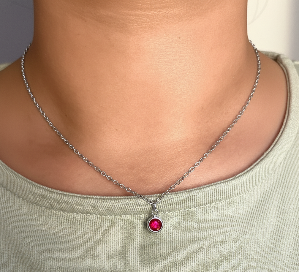 silver stone necklace