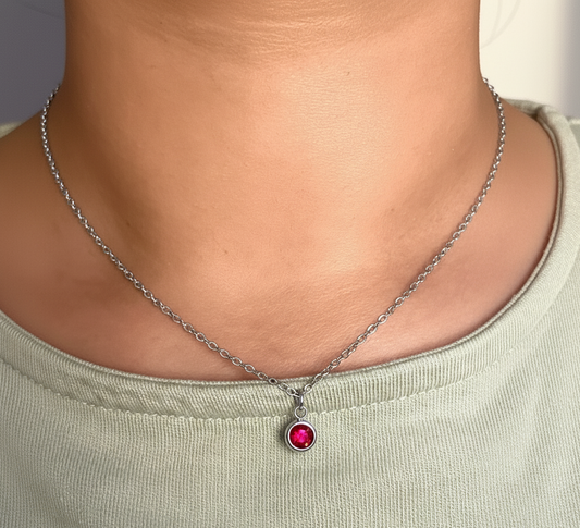 silver stone necklace